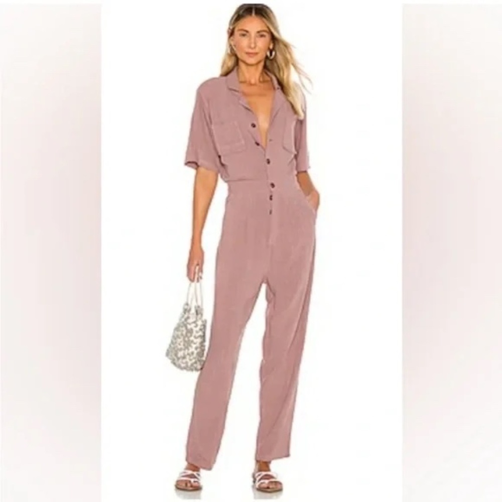 Free People Margot Short Sleeve Coverall | Wild Mushroom | NWT | Size L